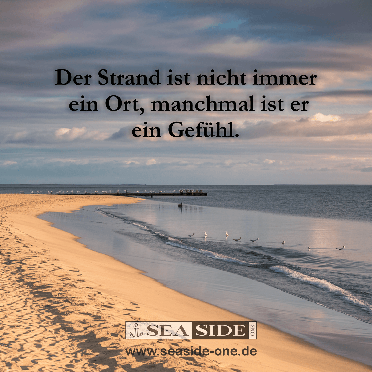 meeres spruch strand ist ein gefühl vor einem maritimen hintergrund