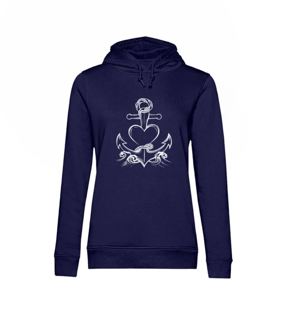 Maritime Kleidung AnkerLiebe - Damen Bio Hoodie Farbe: Navy