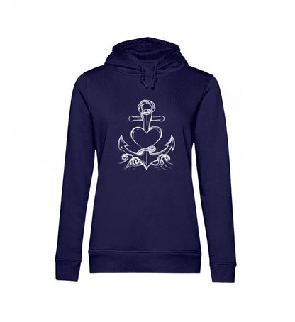 Maritime Kleidung AnkerLiebe - Damen Bio Hoodie Farbe: Navy