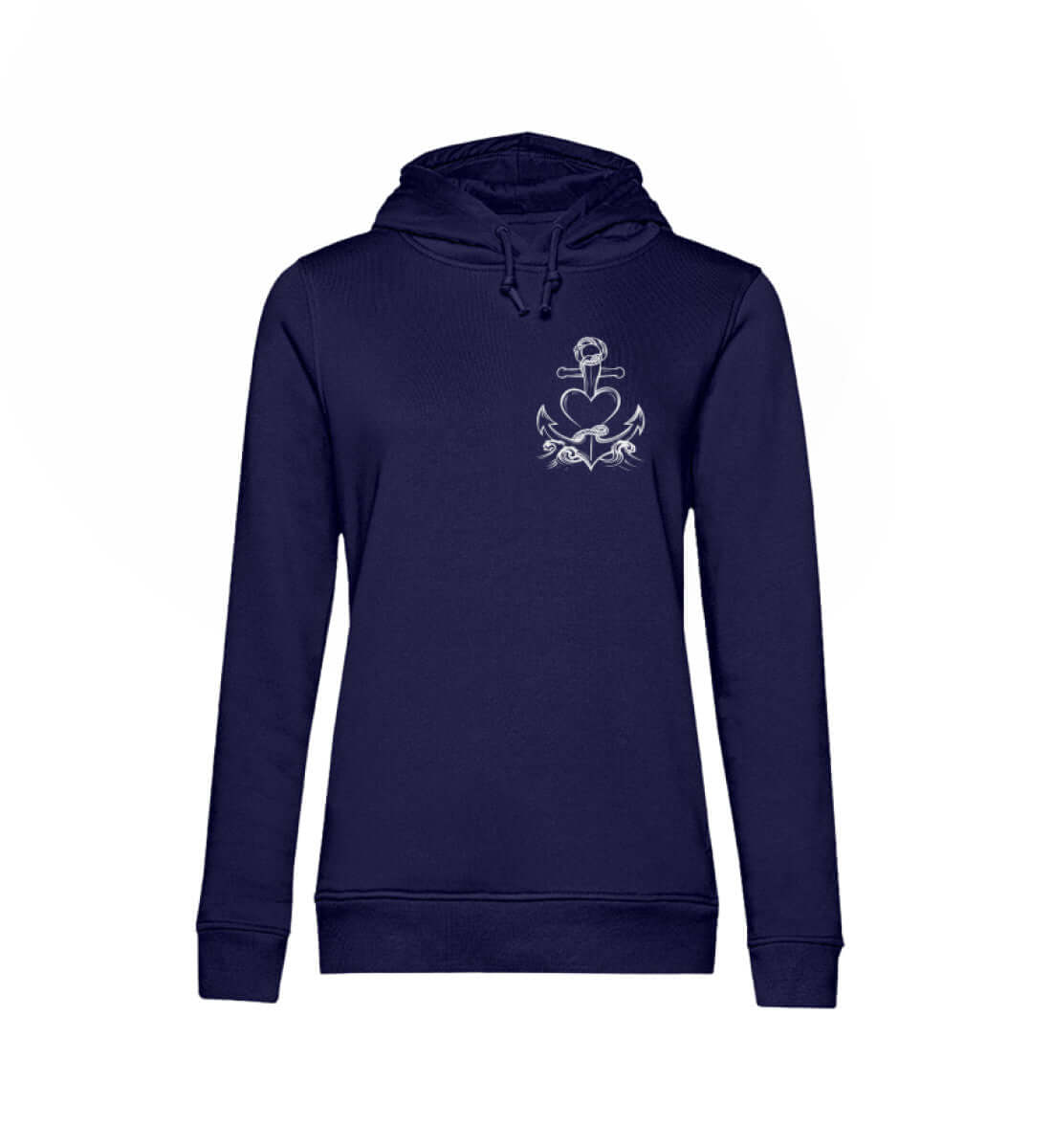 Maritime Kleidung AnkerHerz Klein - Damen Bio Hoodie Farbe: Navy