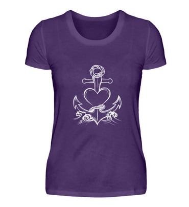 Maritime Kleidung AnkerLiebe - Damen Premium T-Shirt lang Farbe: Urban Purple