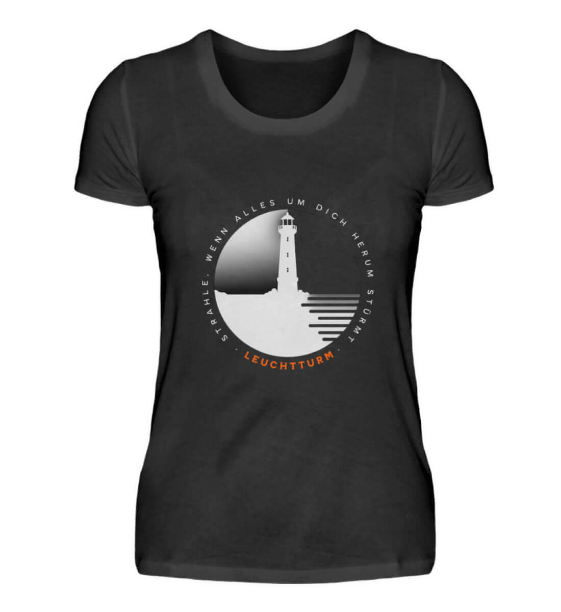 Maritime Kleidung Leuchtturm - Damen Premium T-Shirt lang Farbe: Black