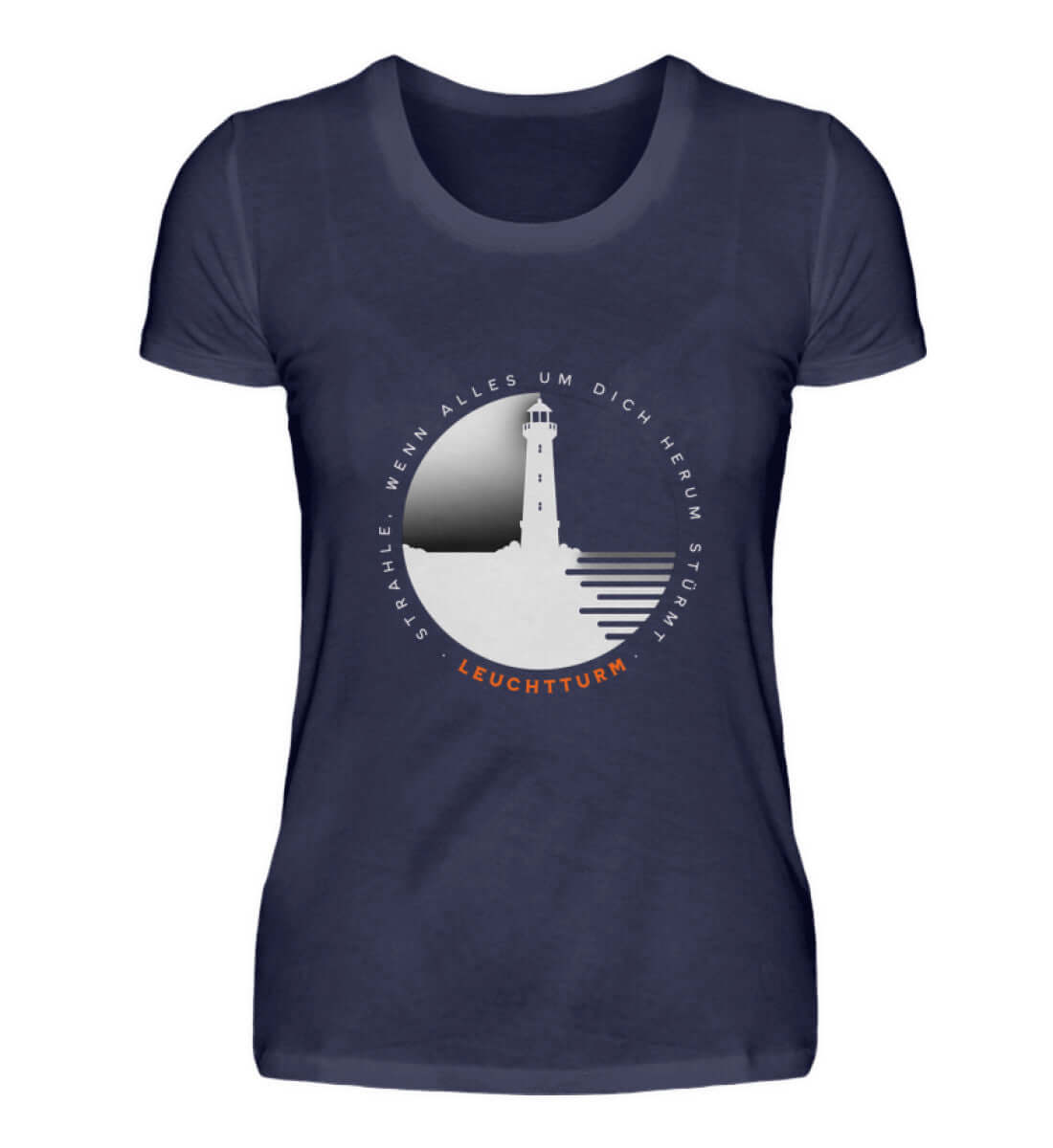 Maritime Kleidung Leuchtturm - Damen Premium T-Shirt lang Farbe: Navy