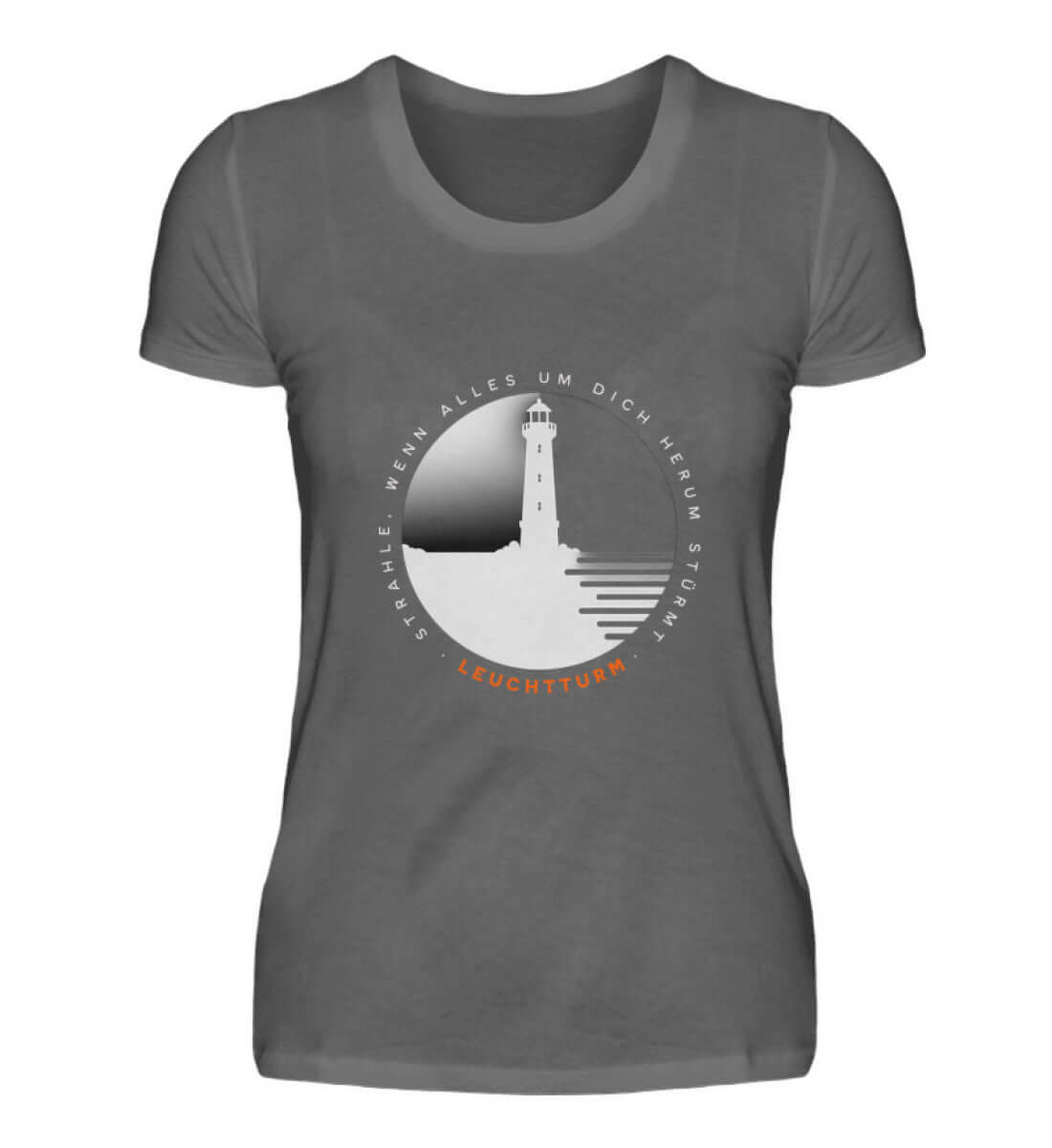 Maritime Kleidung Leuchtturm - Damen Premium T-Shirt lang Farbe: Dark Grey (Solid)