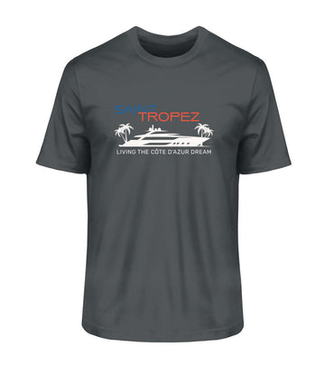 Maritime Mode Saint Tropez Living Dream - Herren Bio Premium T-Shirt Farbe: India Ink Grey