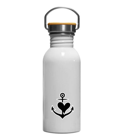 Anker Herz - Edelstahl Trinkflasche Farbe: White