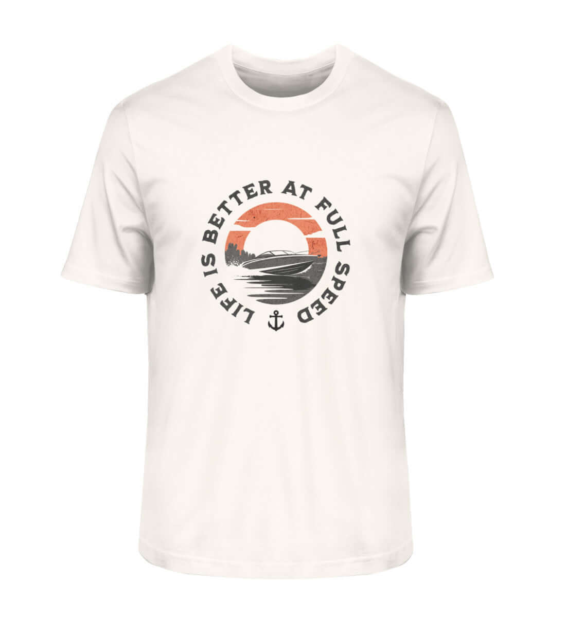Motorboot "Life is better" - maritimes Herren Premium Bio Shirt Farbe: Vintage White für echte Motorbootfans
