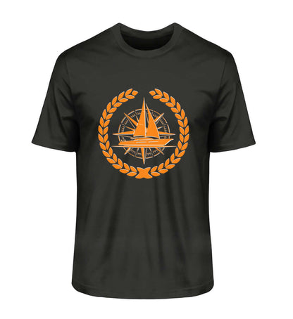 Maritime Mode Segelschiff Lorbeerkranz - Herren Bio Premium T-Shirt Farbe: Black