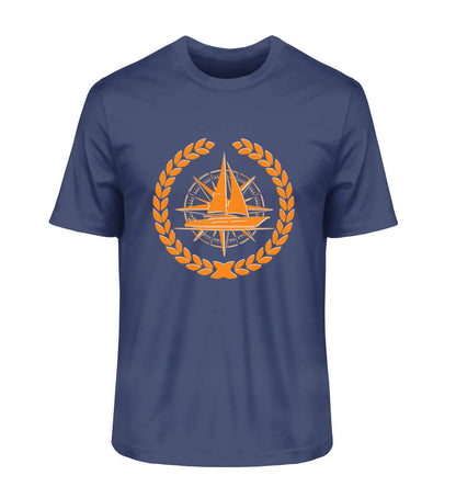 Maritime Mode Segelschiff Lorbeerkranz - Herren Bio Premium T-Shirt Farbe: French Navy