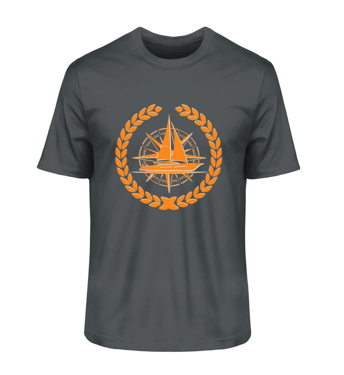 Maritime Mode Segelschiff Lorbeerkranz - Herren Bio Premium T-Shirt Farbe: India Ink Grey