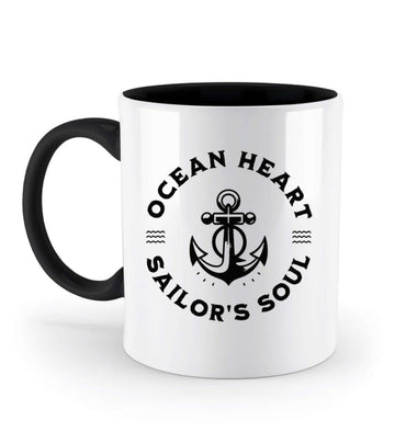 Ocean Heart - Zweifarbige maritime Tasse - Ankermotiv Ansicht links