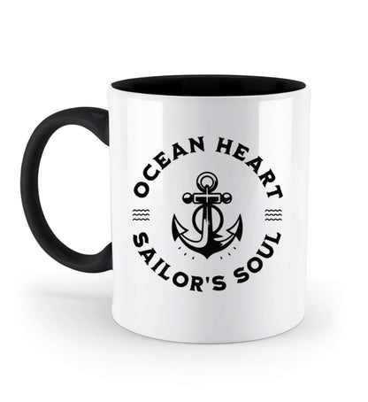 Ocean Heart - Zweifarbige maritime Tasse - Ankermotiv Ansicht links