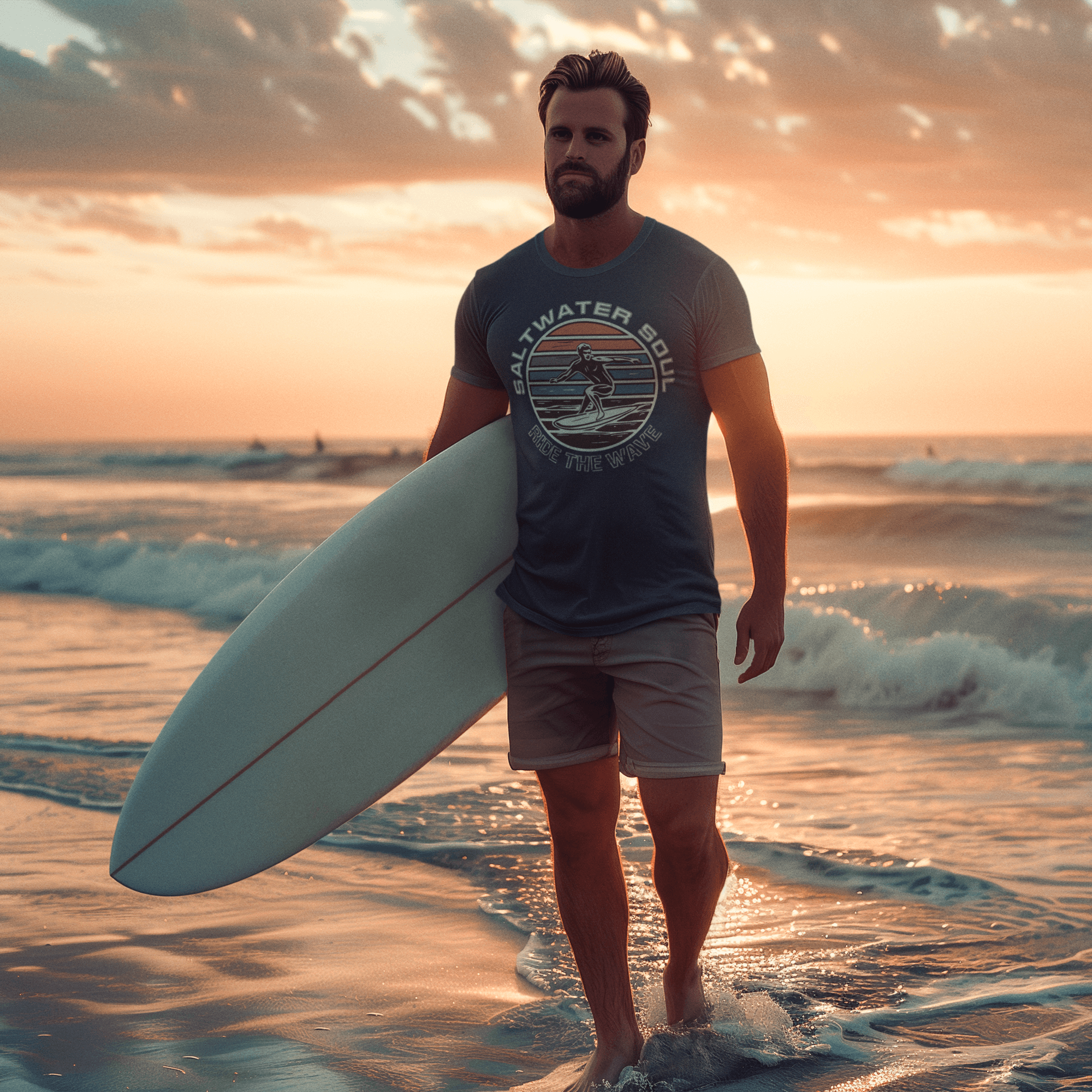 ein surfer vor einem sonnentuntergang