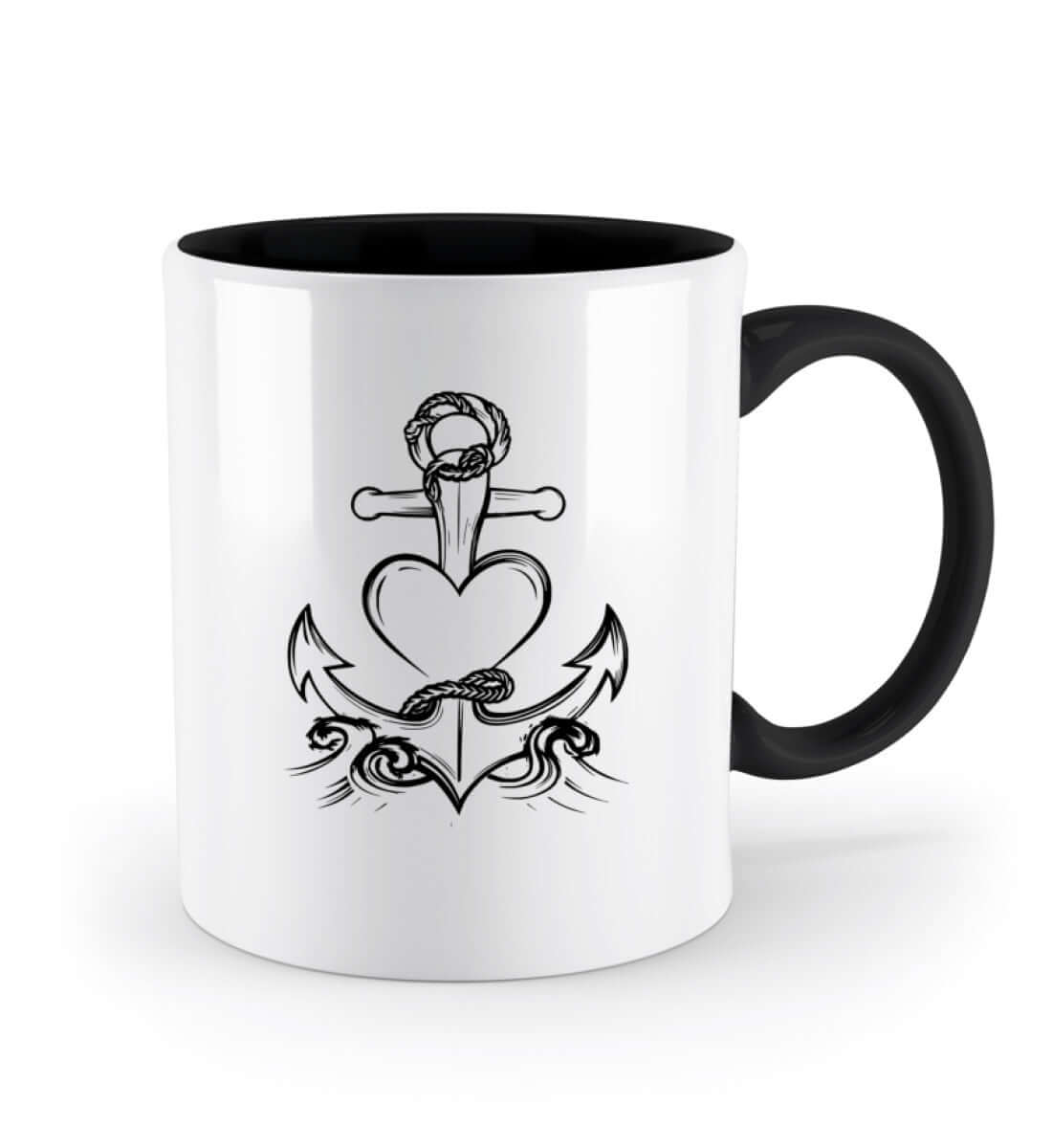 Maritime Tasse - Geschenkidee - Anker Herz - Zweifarbige Tasse